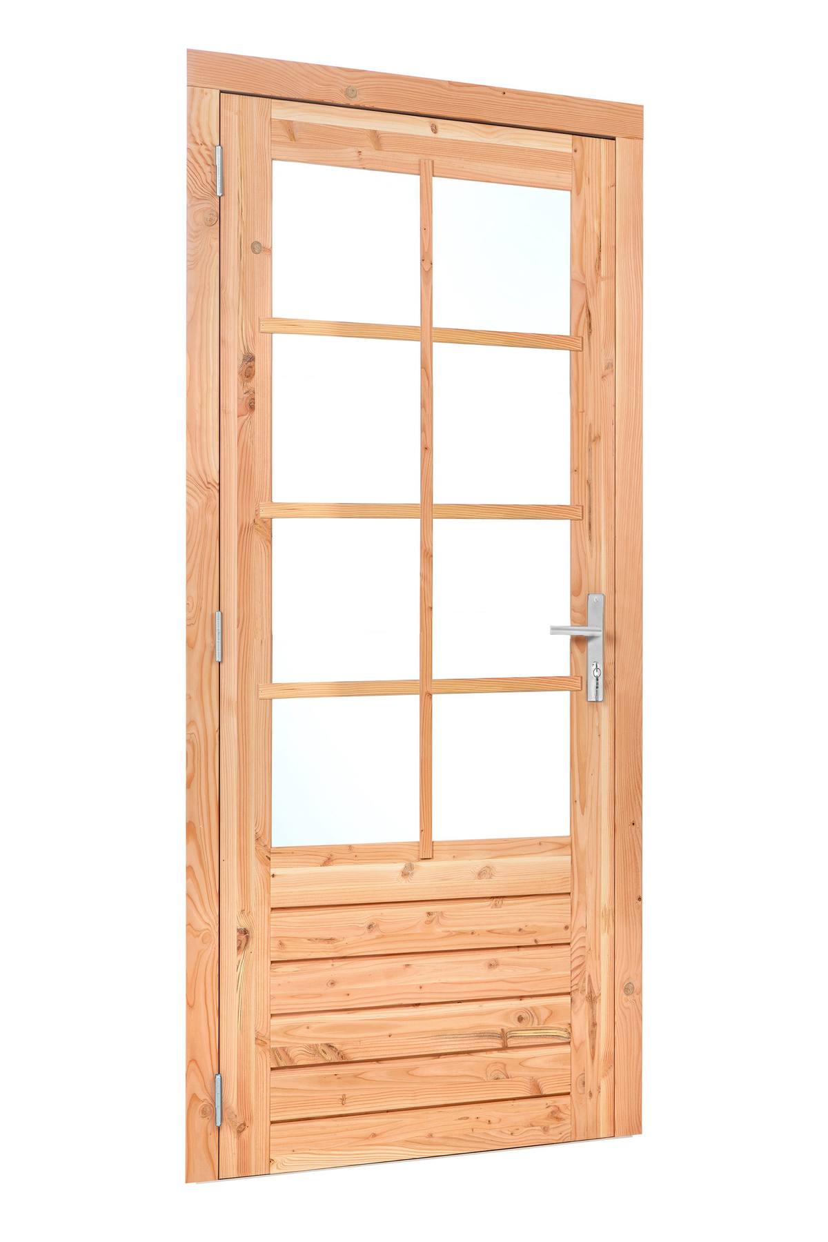 Douglas enkele glas deur dubbelglas 8-ruits B1100xH2150mm buitenmaat, linksdraaiend (rvs beslagset)