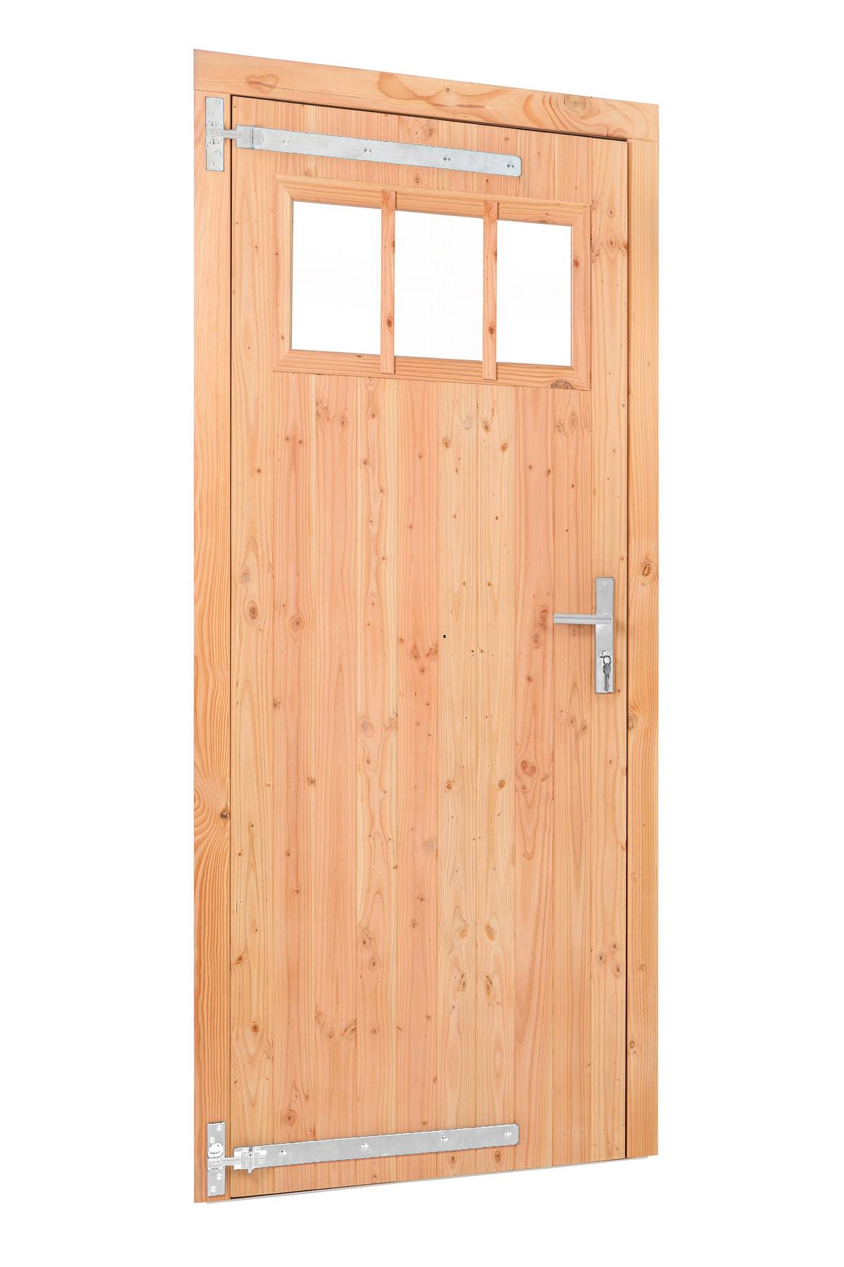 Douglas enkele klampdeur met raam B1000xH2050mm buitenmaat, linksdraaiend (rvs / verzinkt beslagset)