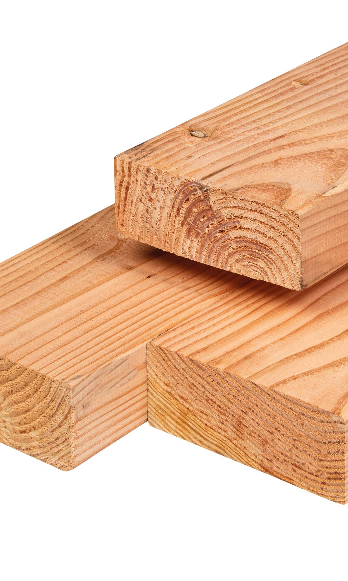 Douglas ligger 6,5 x 14,0 x 300 cm, gedroogd, geschaafd, 4 ronde hoeken