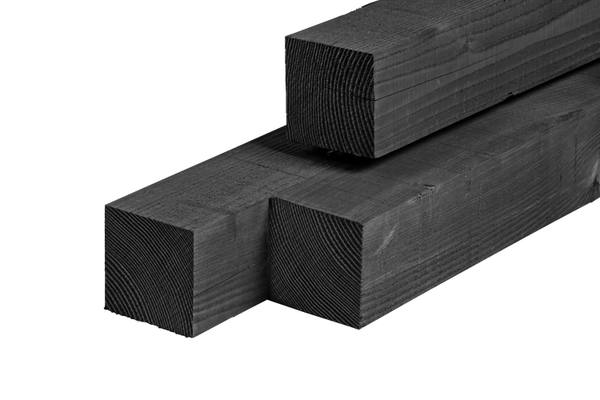 Douglas paal 9,0 x 9,0 x 300 cm, vers, zwart geïmpregneerd, fijnbezaagd, scherpkantig