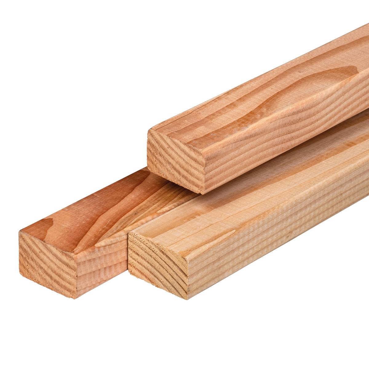 Douglas regel 4,5 x 7,0 x 250 cm, gedroogd, geschaafd, 4 ronde hoeken