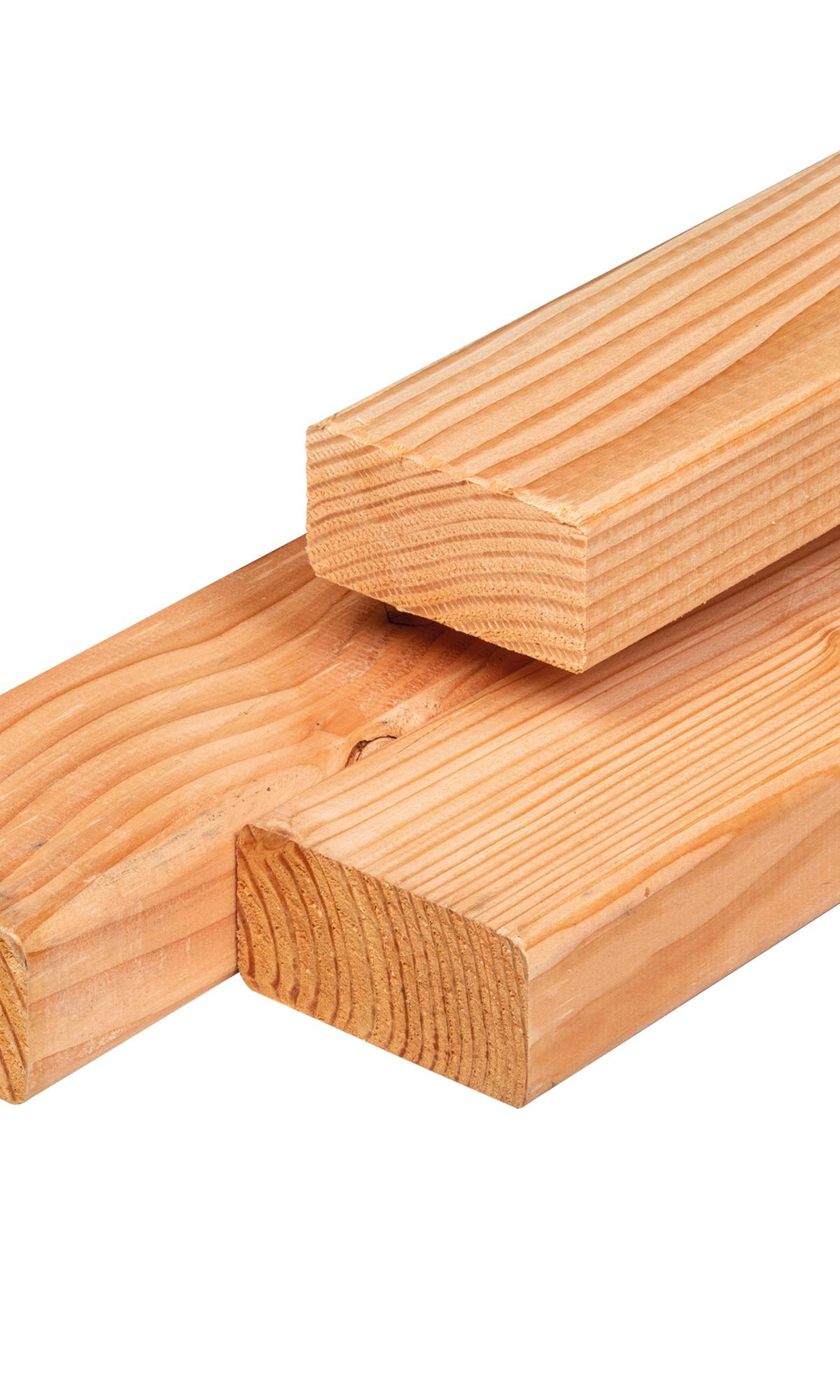 Douglas regel 4,5 x 9,0 x 400 cm, gedroogd, geschaafd, 4 ronde hoeken