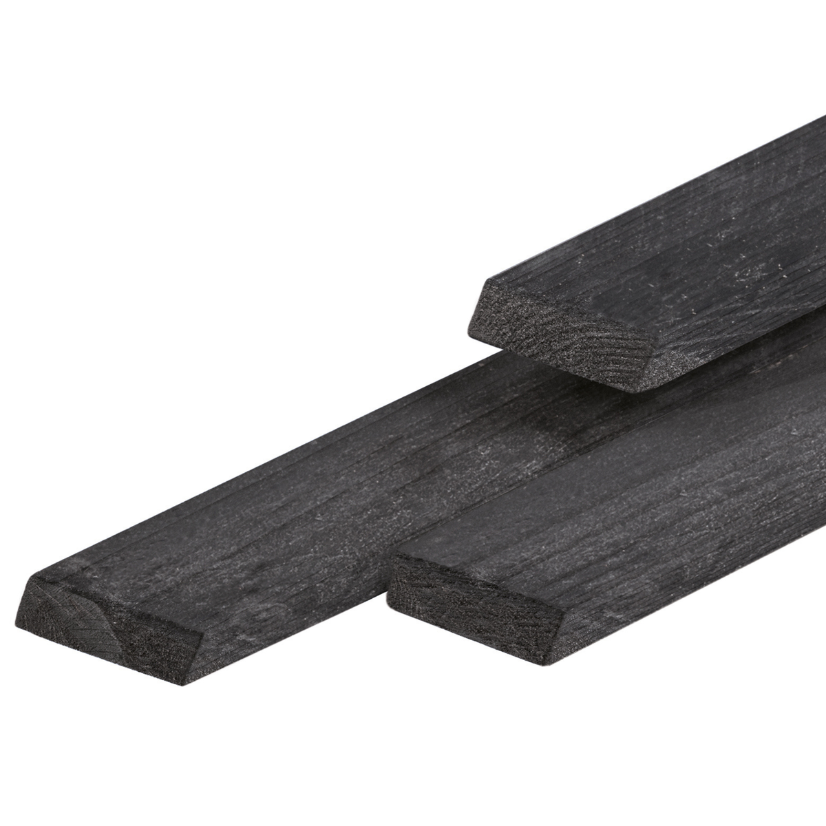 Douglas rhombus profiel 2,0 x 6,5 x 180 cm, gedroogd, zwart gespoten, geschaafd, 4 ronde hoeken