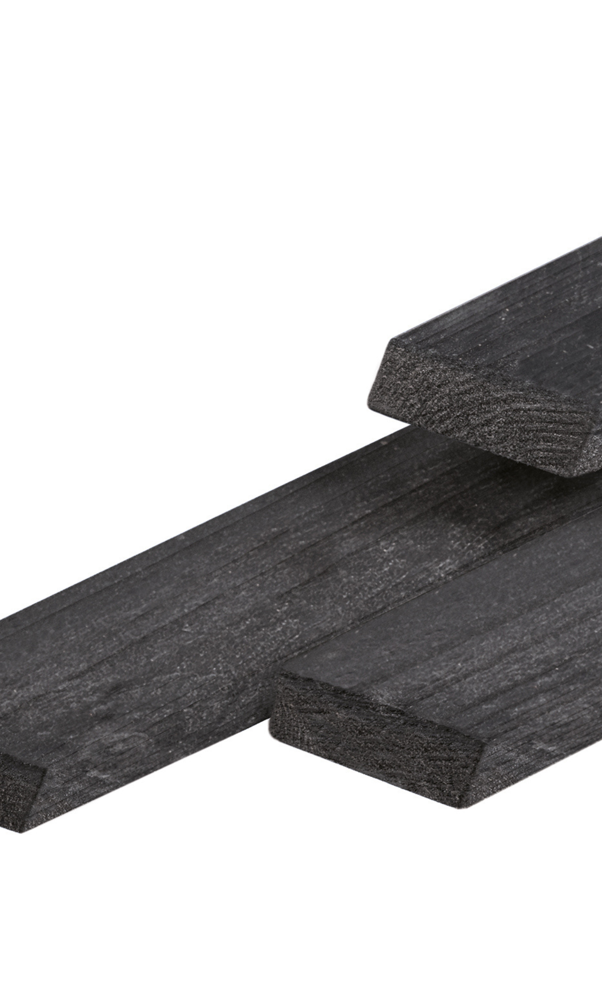 Douglas rhombus profiel 2,0 x 6,5 x 180 cm, gedroogd, zwart gespoten, geschaafd, 4 ronde hoeken