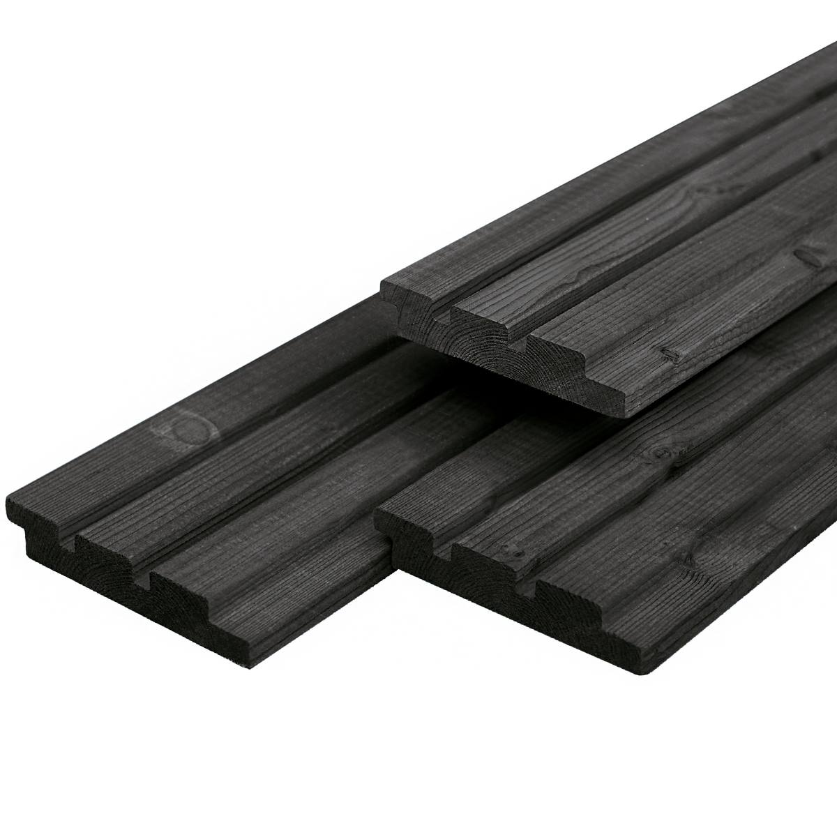 Douglas triple profiel 1,9 x 13,0 x 240 cm, gedroogd, zwart gespoten, geschaafd