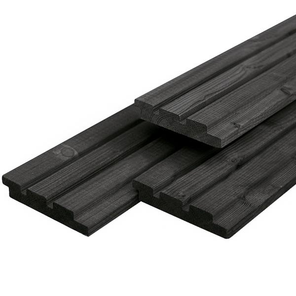 Douglas triple profiel 1,9 x 13,0 x 240 cm, gedroogd, zwart gespoten, geschaafd