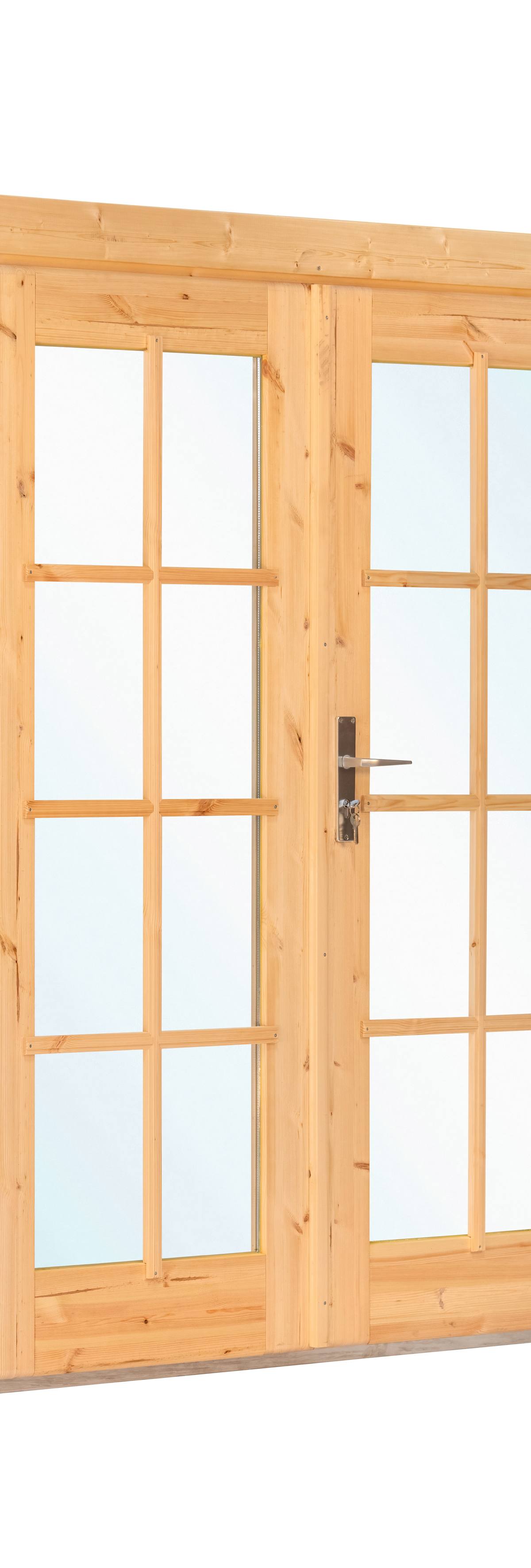 Dubbele deur+kozijn, vuren, dubbel glas DL8