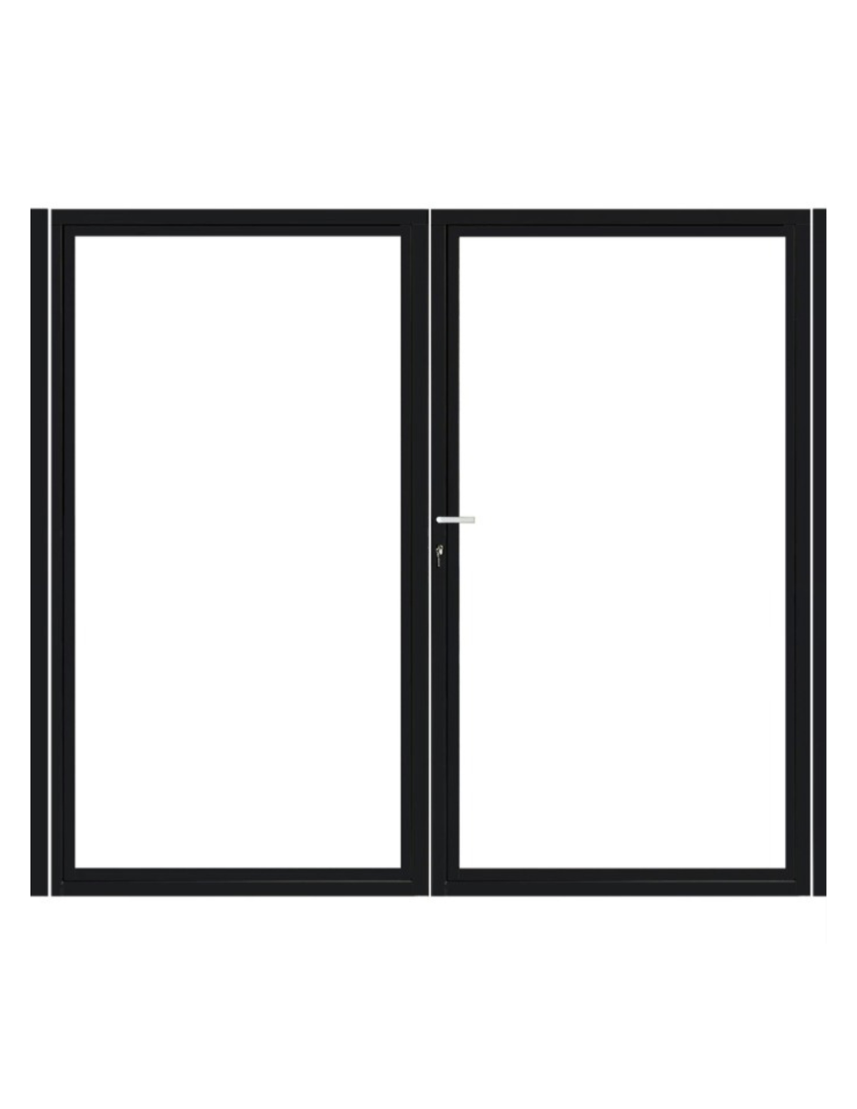 Dubbele stalen poort, zwart gepoedercoat, fijnstructuur, incl. hang- en sluitwerk (t.b.v. profielen 28mm dik)