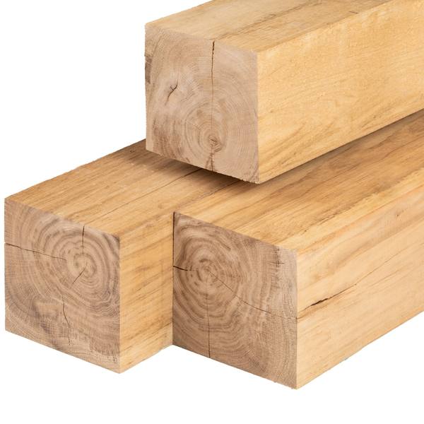 Eiken paal 20,0 x 20,0 x 250 cm, vers, fijnbezaagd, scherpkantig