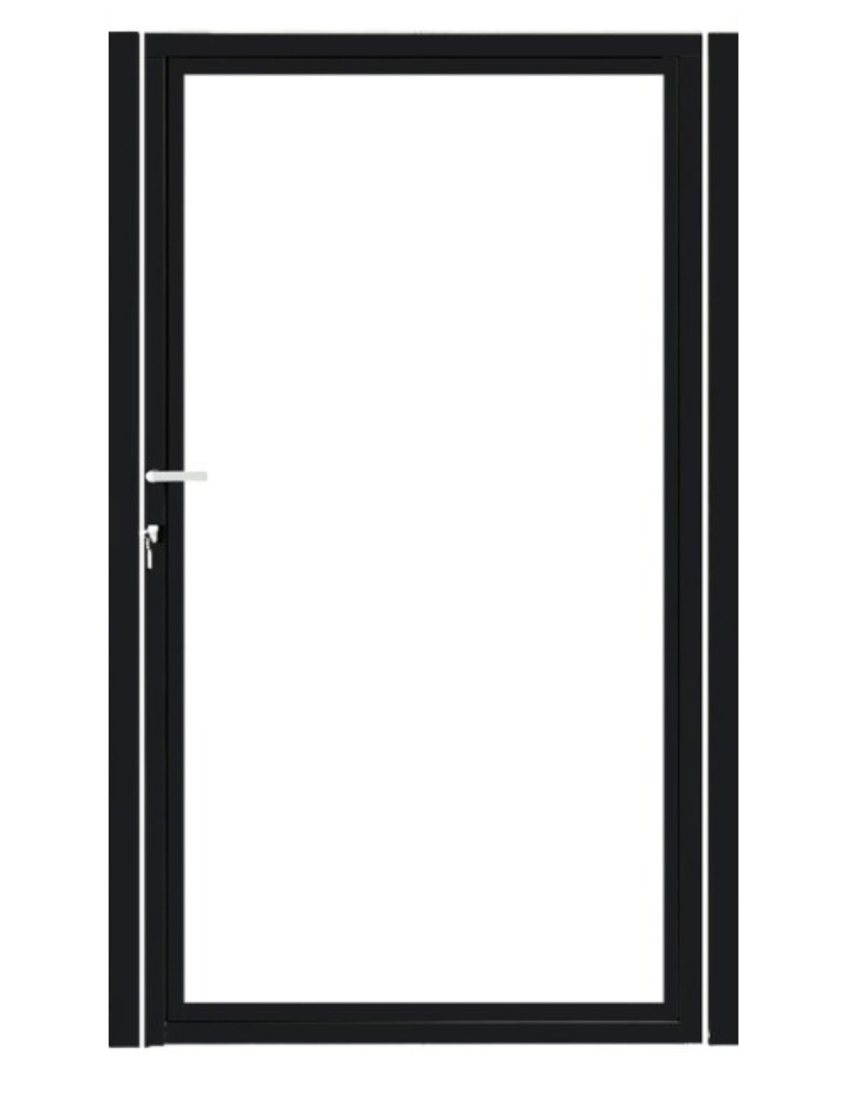 Enkele stalen poort, zwart gepoedercoat, fijnstructuur, incl. hang- en sluitwerk (t.b.v. profielen 21mm dik)