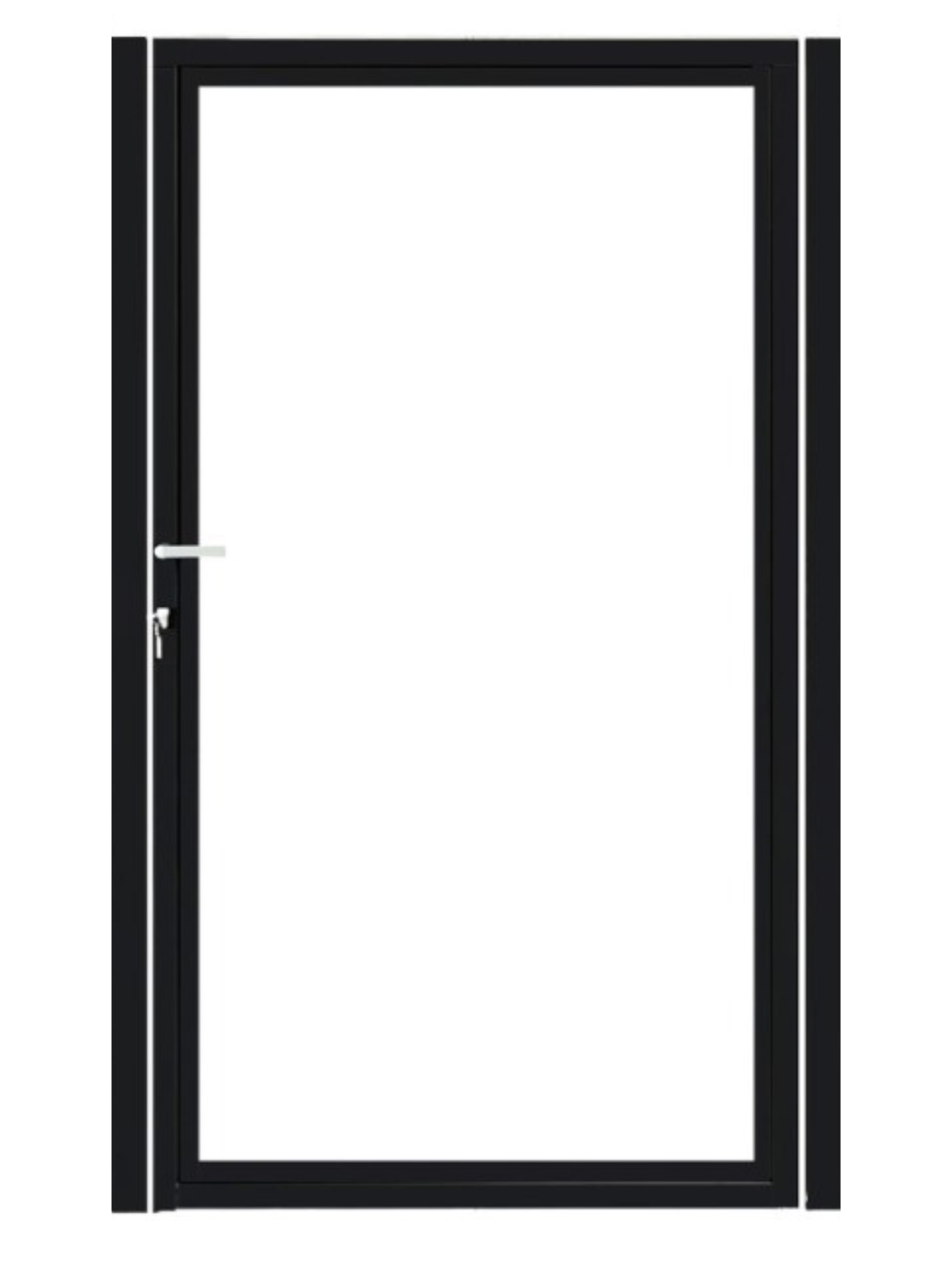 Enkele stalen poort, zwart gepoedercoat, fijnstructuur, incl. hang- en sluitwerk (t.b.v. profielen 21mm dik)