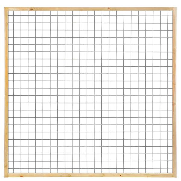 Gaaselement vuurverzinkt maaswijdte 7,5 x 7,5 cm met kader grenen groen geïmpregneerd 4,5 x 4,5 cm H180 x B180 cm