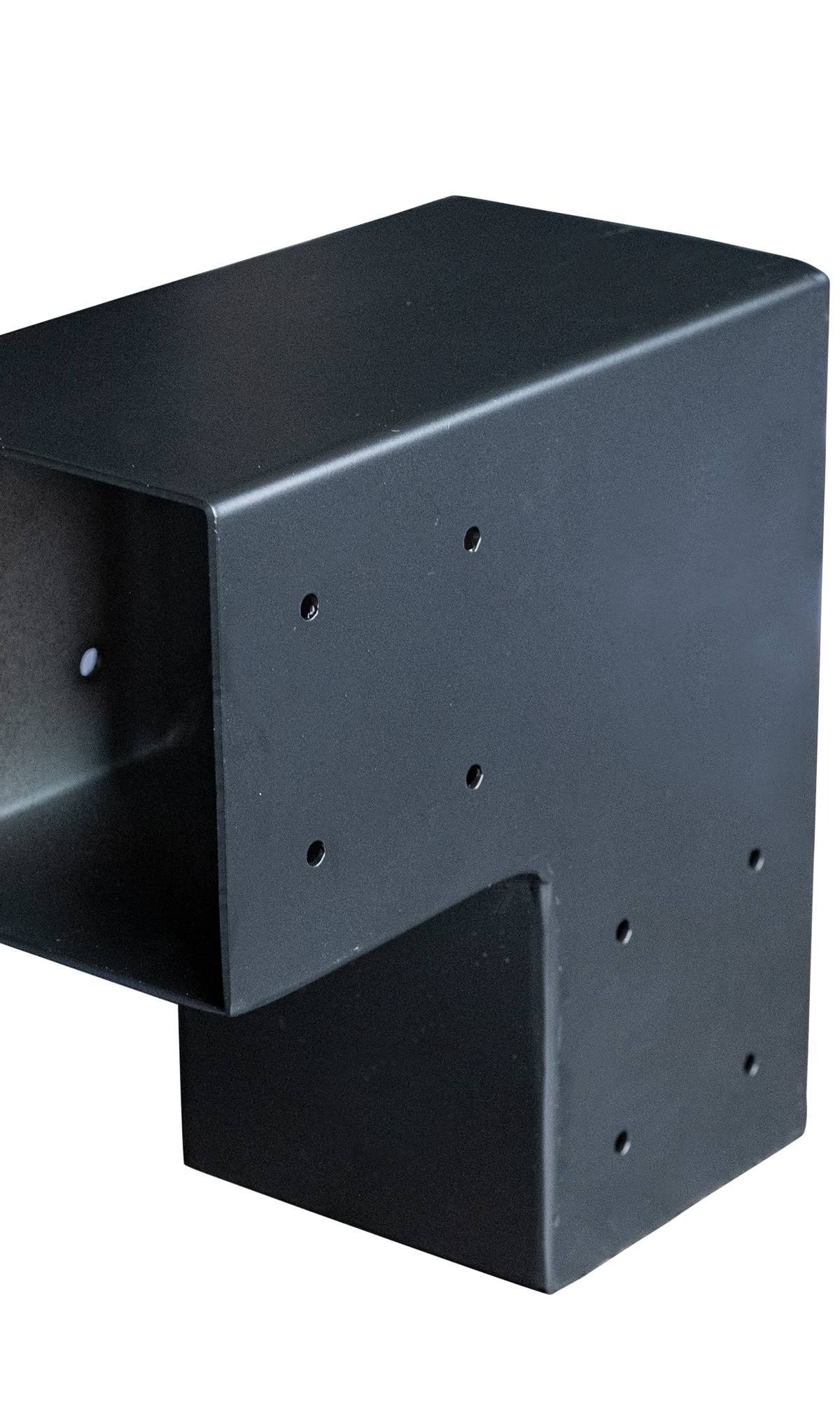 Gegalvaniseerd verbindingsstuk 2-weg 90-hoek voor vierkante palen 12 x 12 cm zwart gepoedercoat