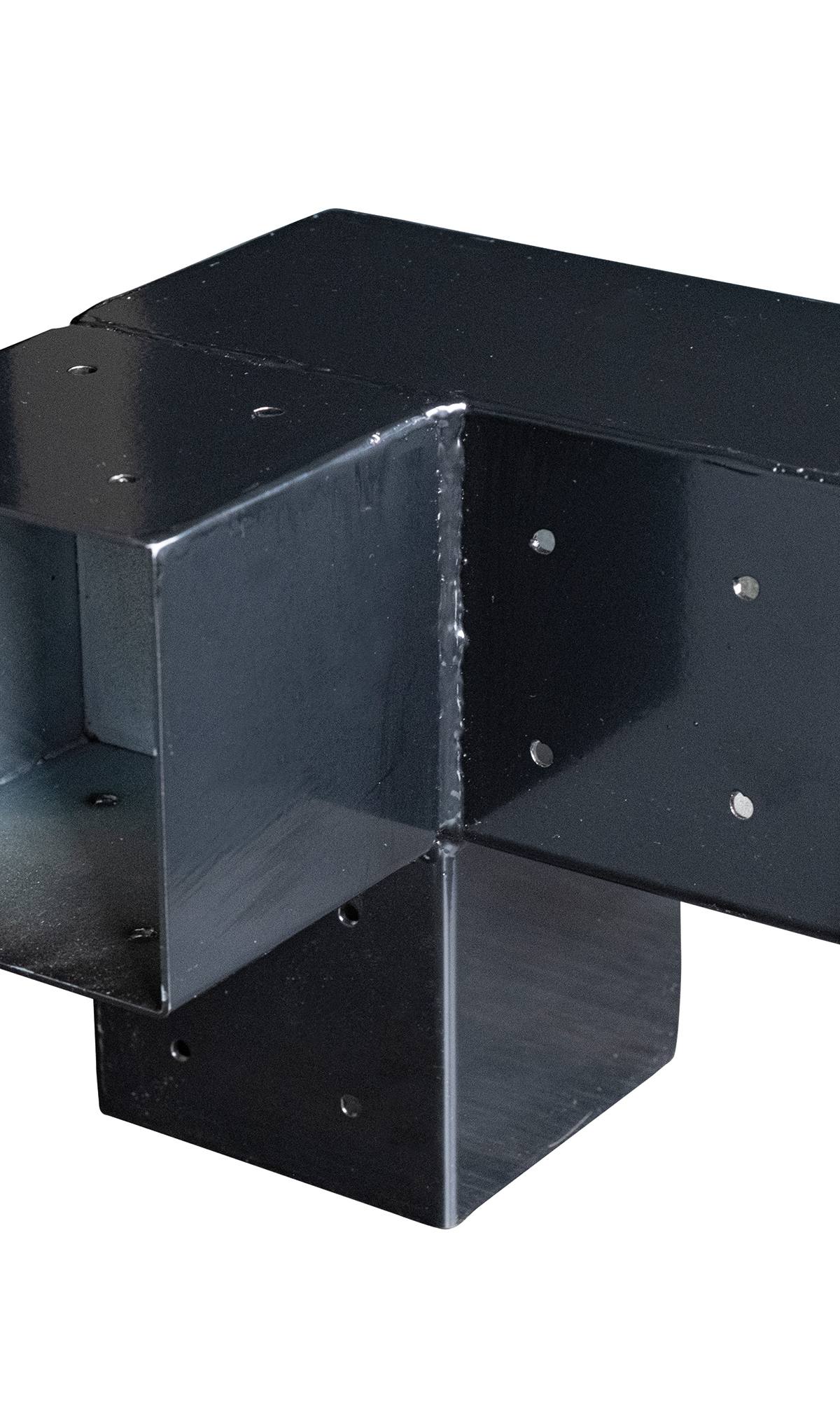 Gegalvaniseerd verbindingsstuk 3-weg hoekmodel voor vierkante palen 12 x 12 cm zwart gepoedercoat