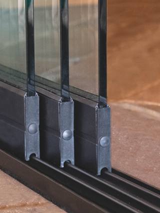 Glazenschuifwandset - Inbouwhoogte 198-202cm - Paneelbreedte 104 cm - Breedte tot 300 cm - 3-sporig zwart RAL 9005 — 1