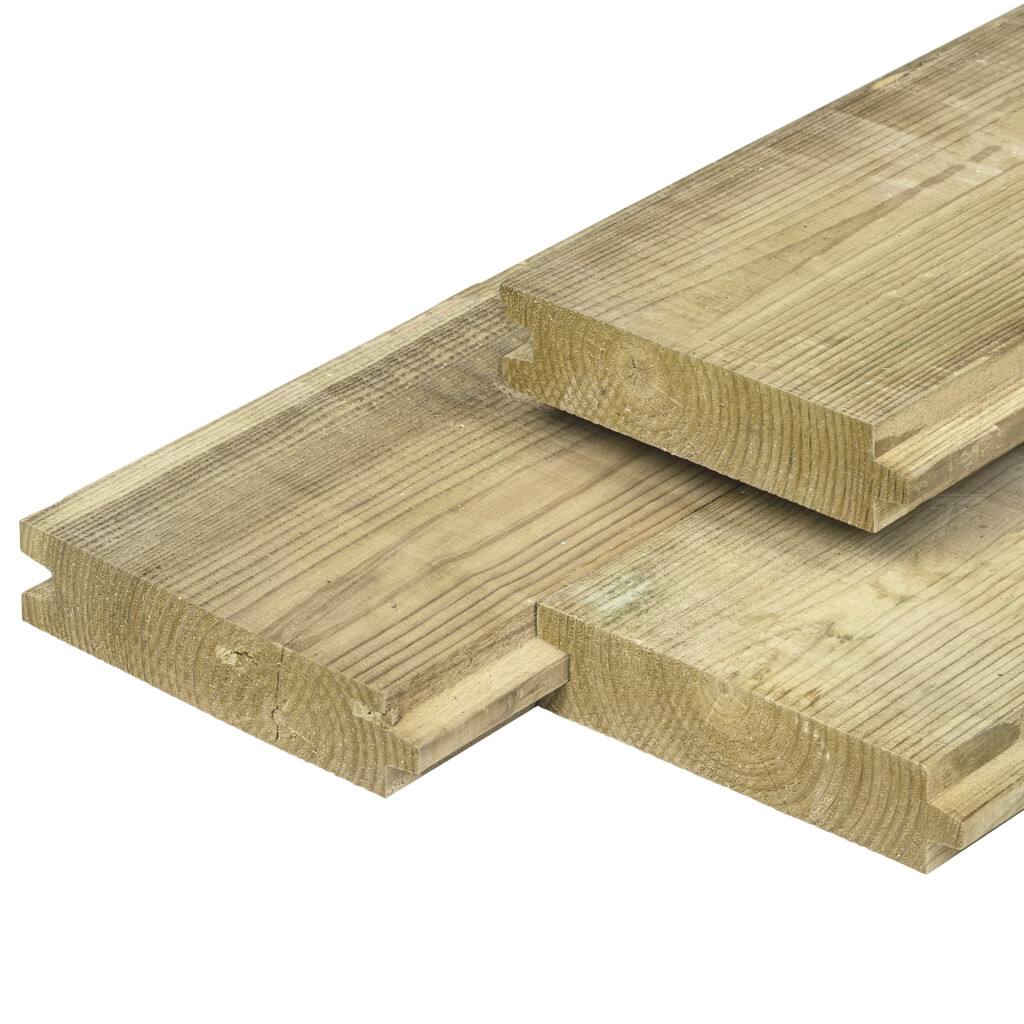 Grenen damwand 4,0 x 17,0 x 300 cm, vers, groen geïmpregneerd, geschaafd