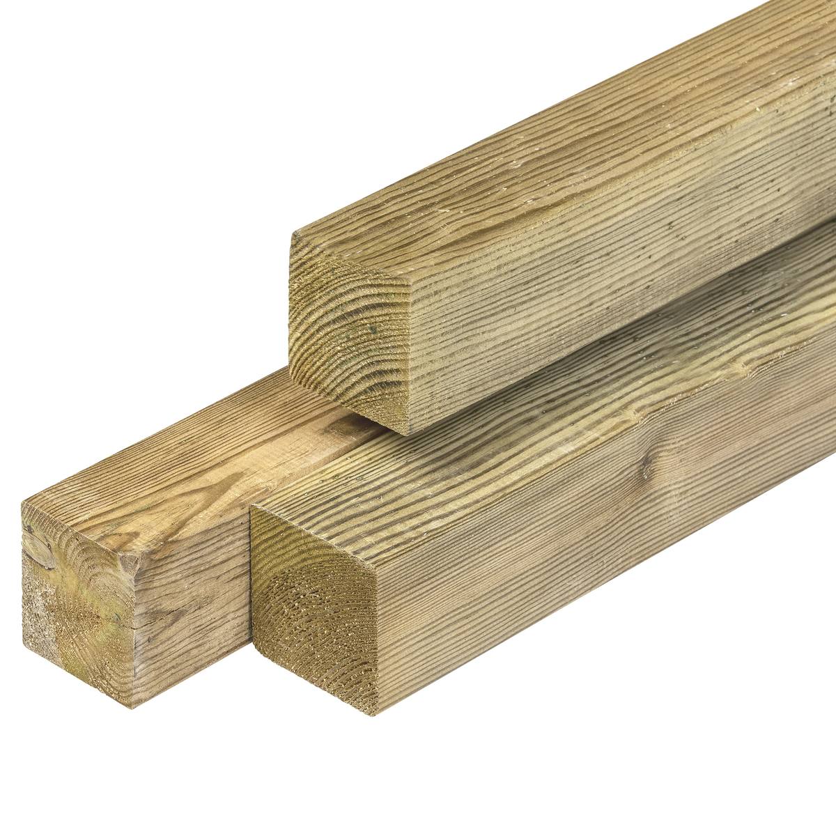 Grenen paal 6,8 x 6,8 x 180 cm, vers, groen geïmpregneerd, geschaafd, 4 ronde hoeken