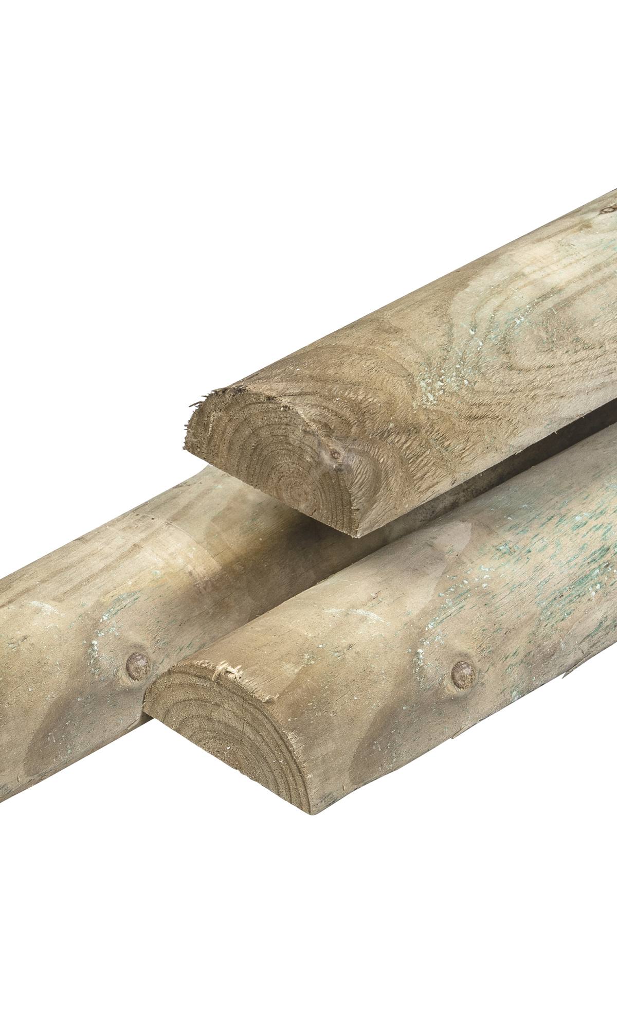 Grenen pallisade ½Ø 7,0 x 250 cm, groen geïmpregneerd, rond gefreesd