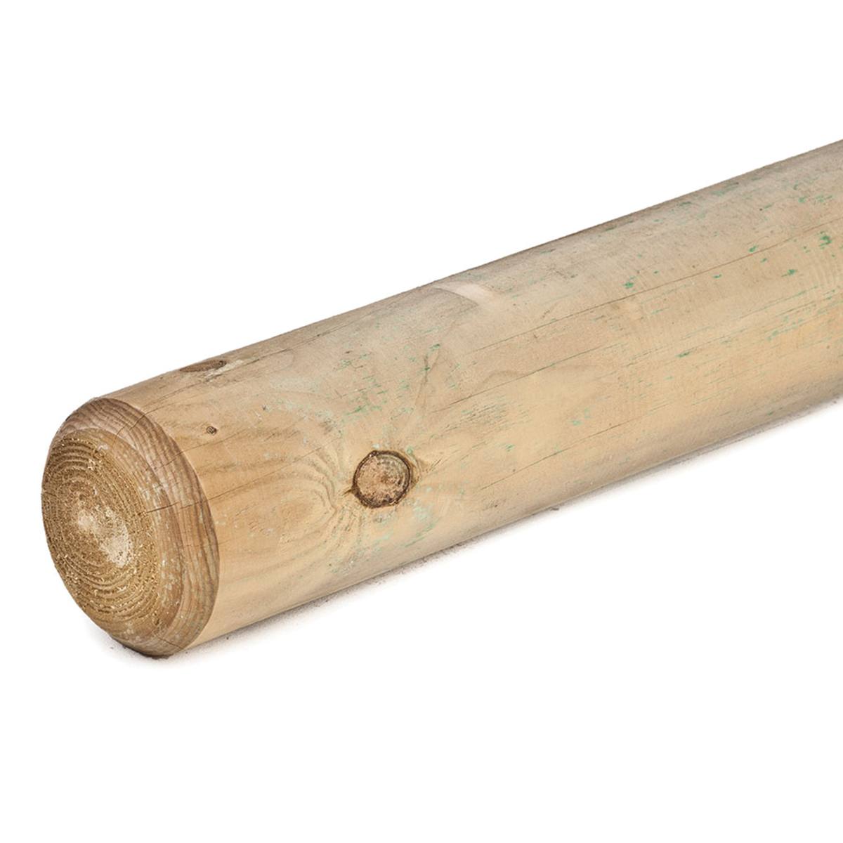 Grenen pallisade Ø 12,0 x 500 cm, groen geïmpregneerd, rond gefreesd, gekruind