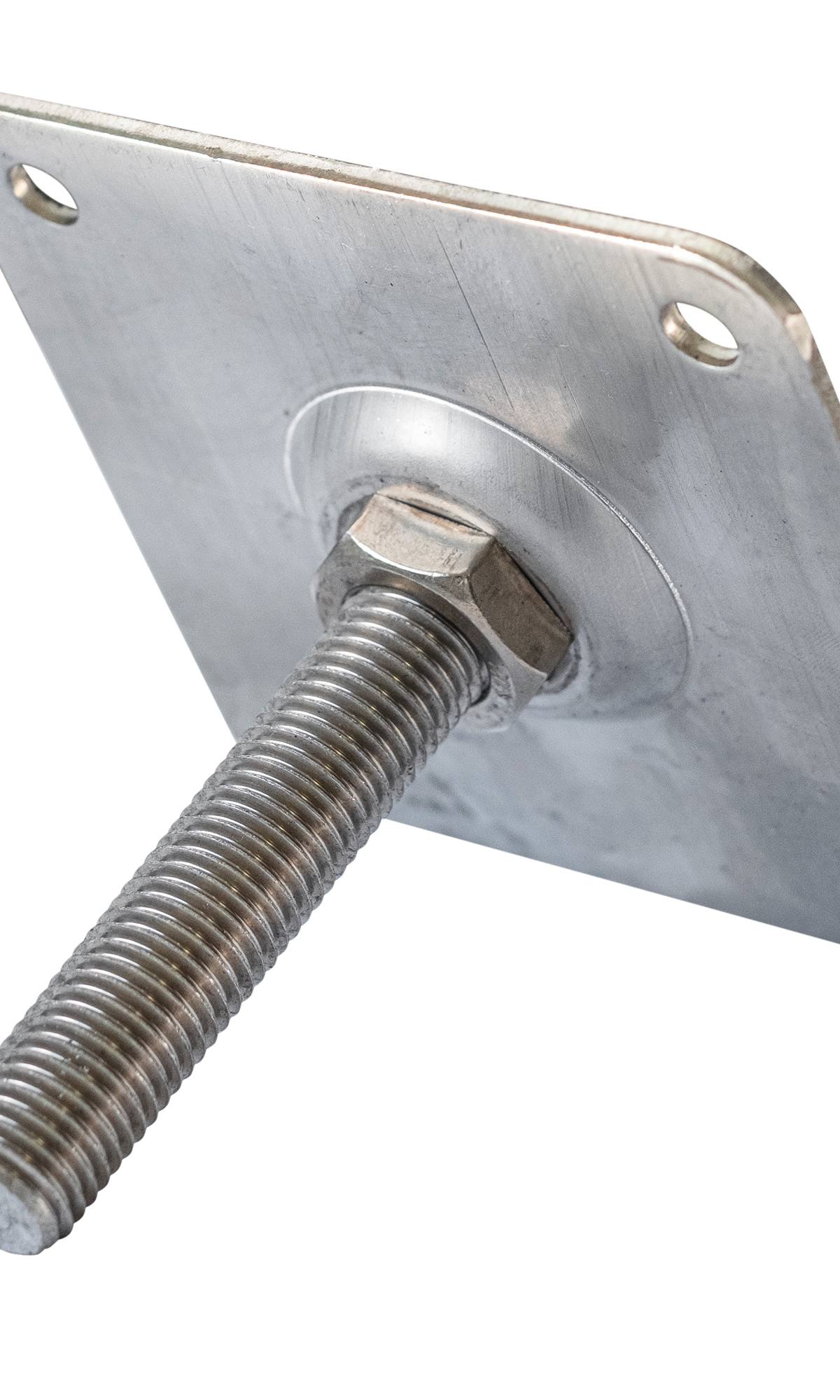 Hoogteverstelling deluxe RVS M16 10 x 10 cm plaat, incl. bevestigingsset