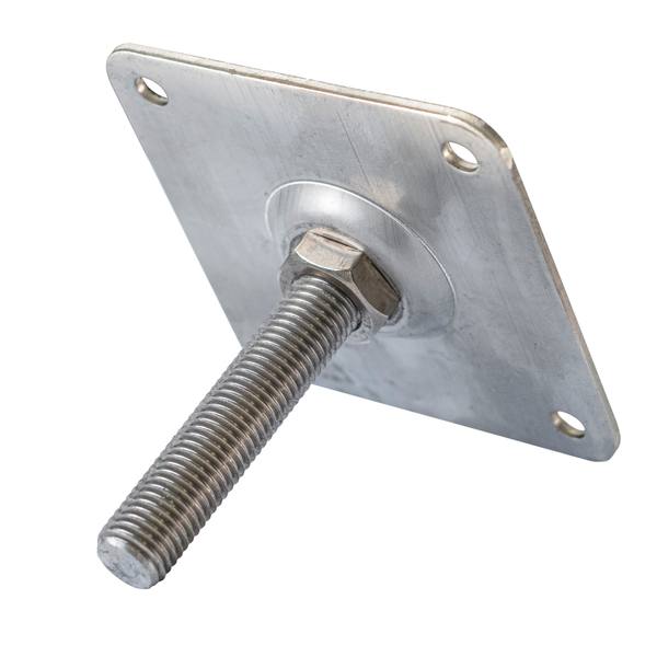 Hoogteverstelling deluxe verzinkt M16 7,5 x 7,5 cm plaat, incl. bevestigingsset