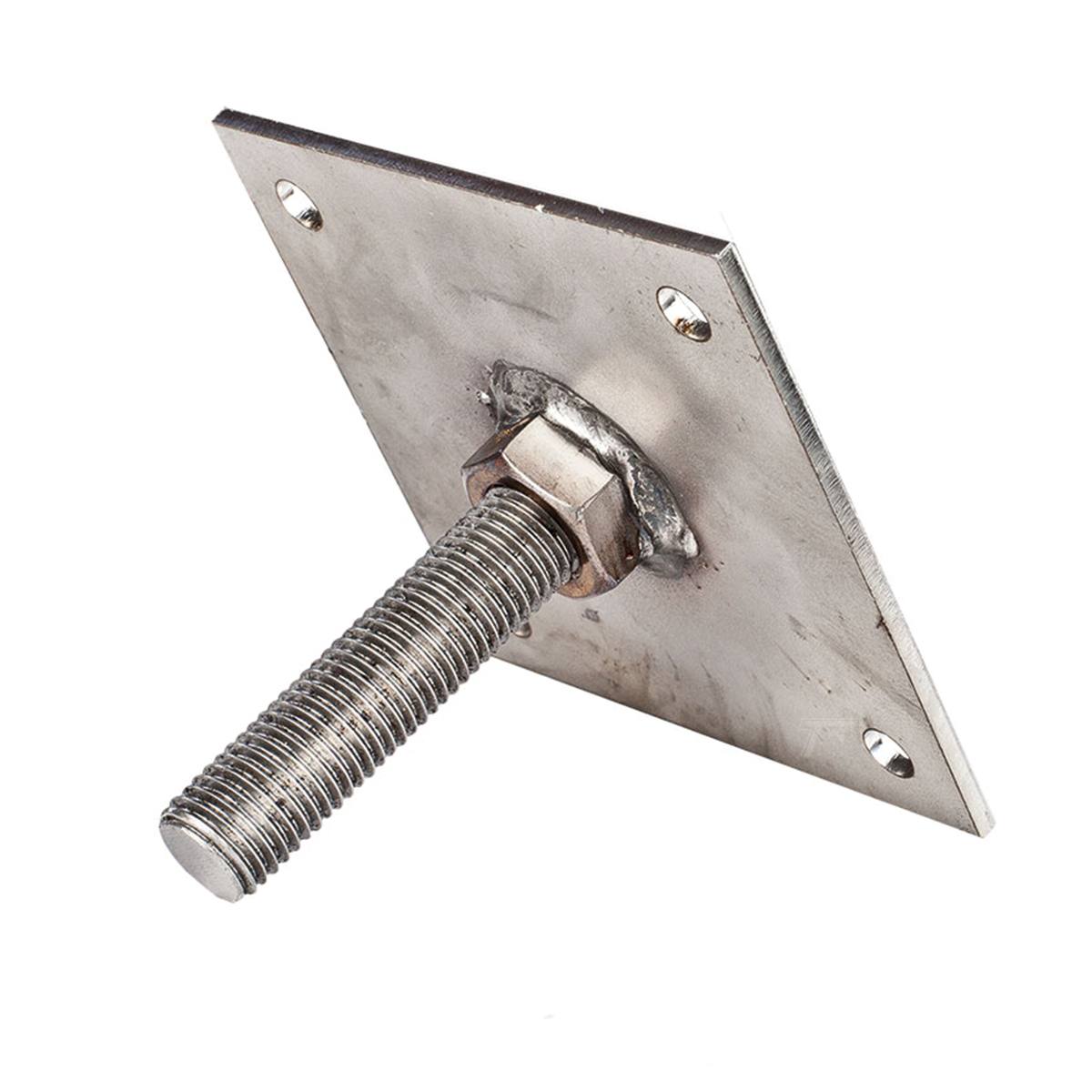 Hoogteverstelling RVS M16 10 x 10 cm plaat, incl. bevestigingsset