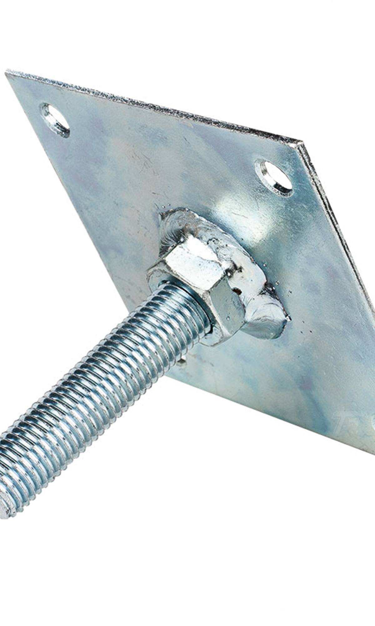 Hoogteverstelling verzinkt M16 10 x 10 cm plaat, incl. bevestigingsset