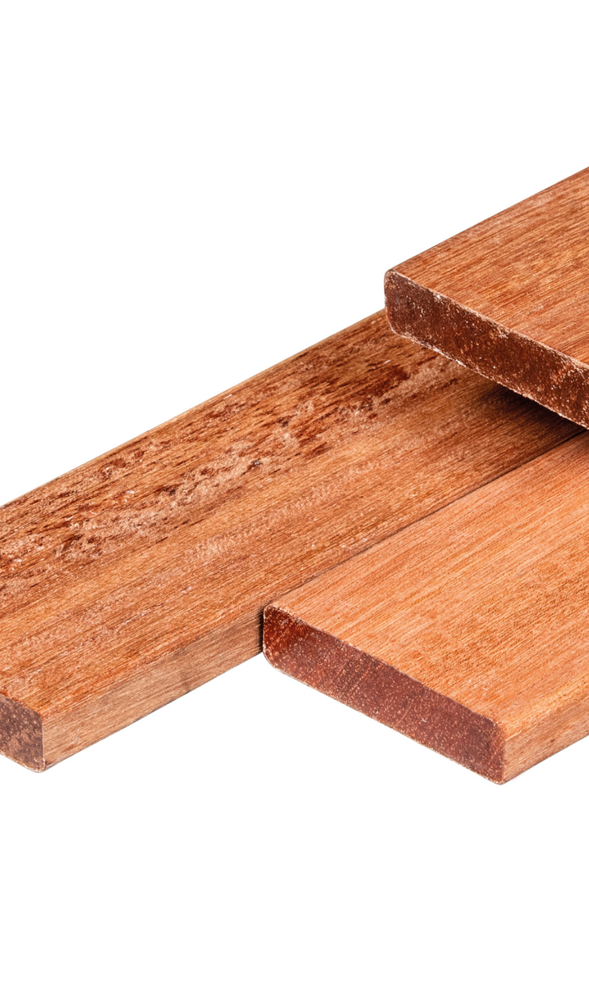 Keruing hardhout plank 1,6 x 7,0 x 180 cm kunstmatig gedroogd, geschaafd, 4 ronde hoeken