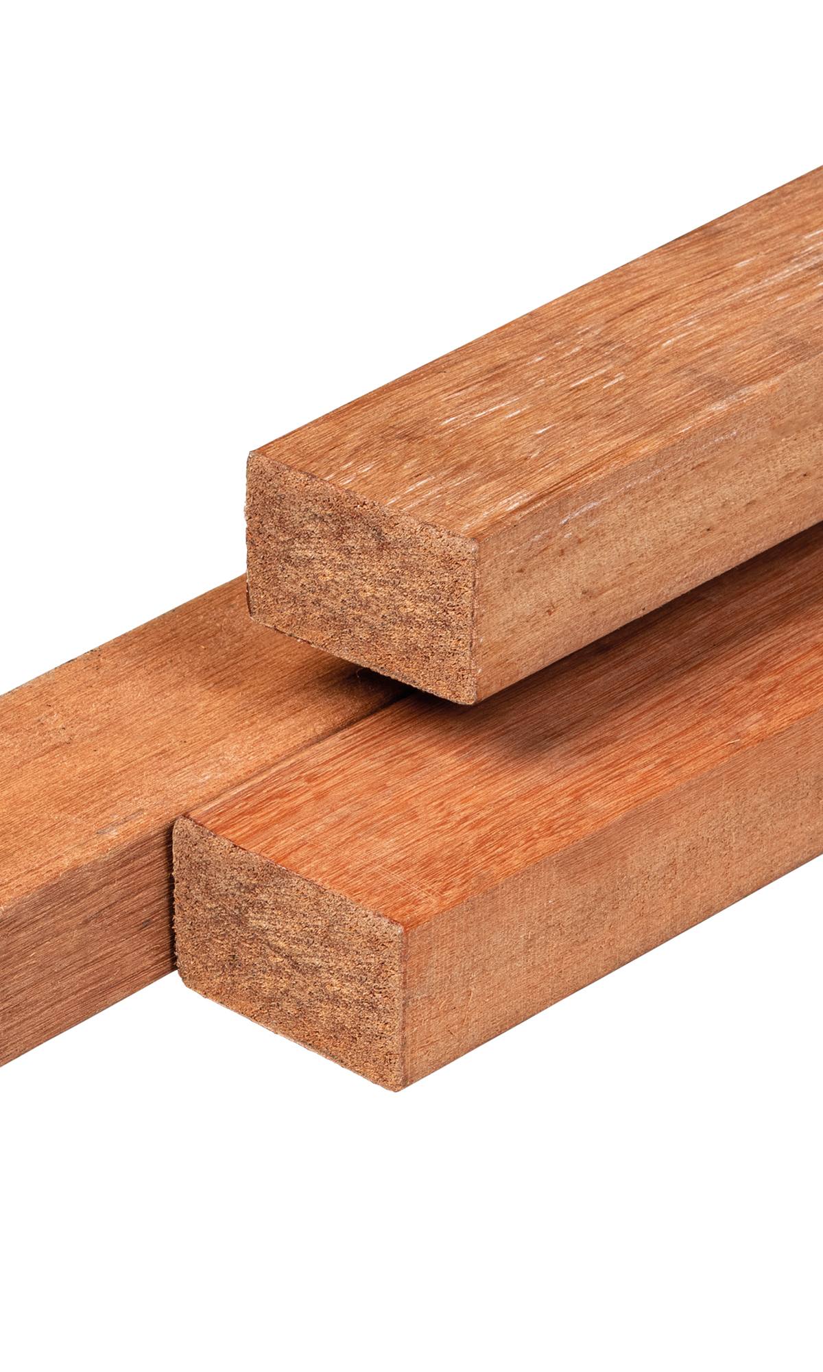 Keruing hardhout regel 4,4 x 8,8 x 305 cm kunstmatig gedroogd, geschaafd, 4 ronde hoeken