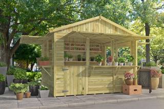 Kiosk Playa, groen geïmpregneerd vuren, incl vloer, dakleer — 1