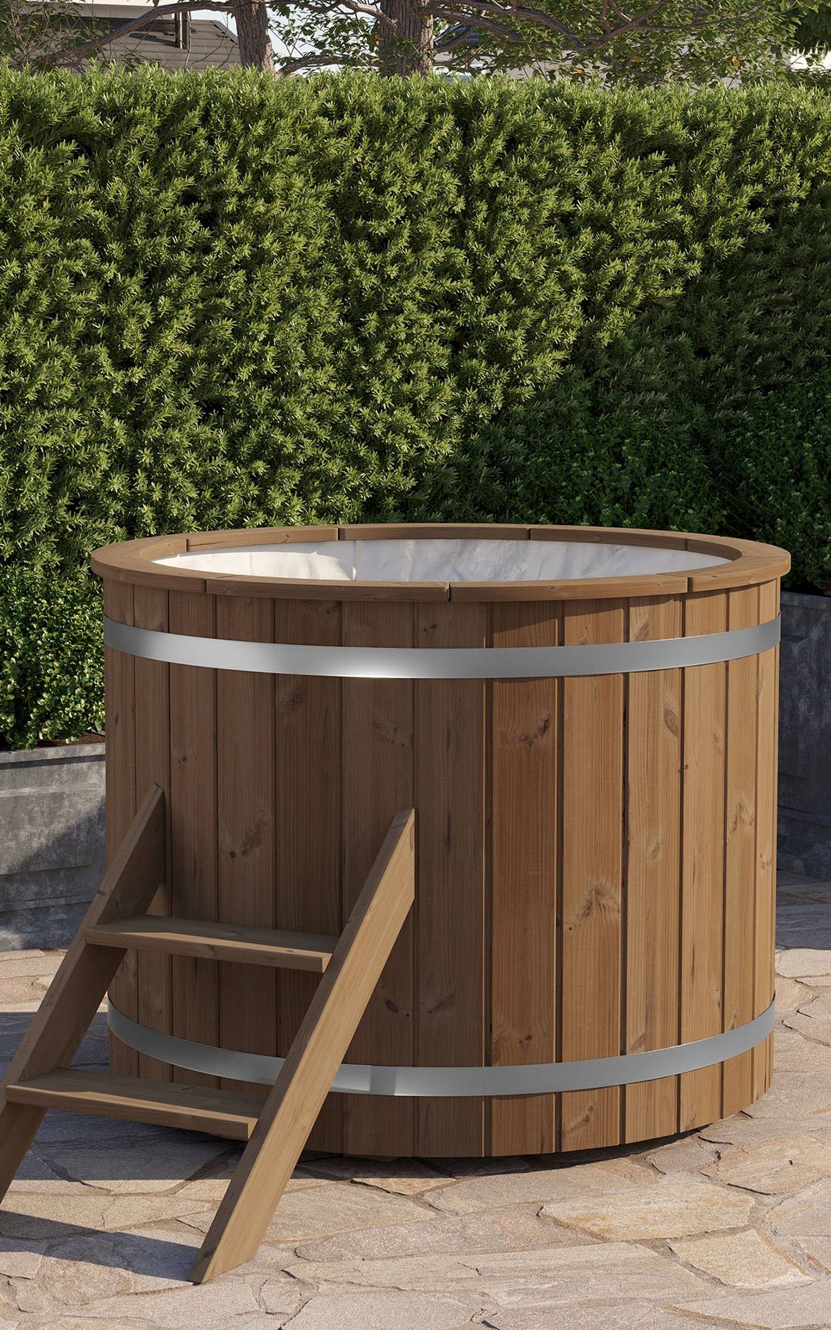 Koudwaterbad Ø120 cm, thermisch gemodificeerd vuren