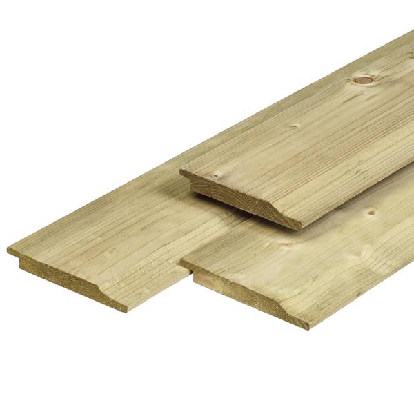 NE vuren halfhouts rabat 1,9 x 14,5 x 240 cm, gedroogd, groen geïmpregneerd, geschaafd