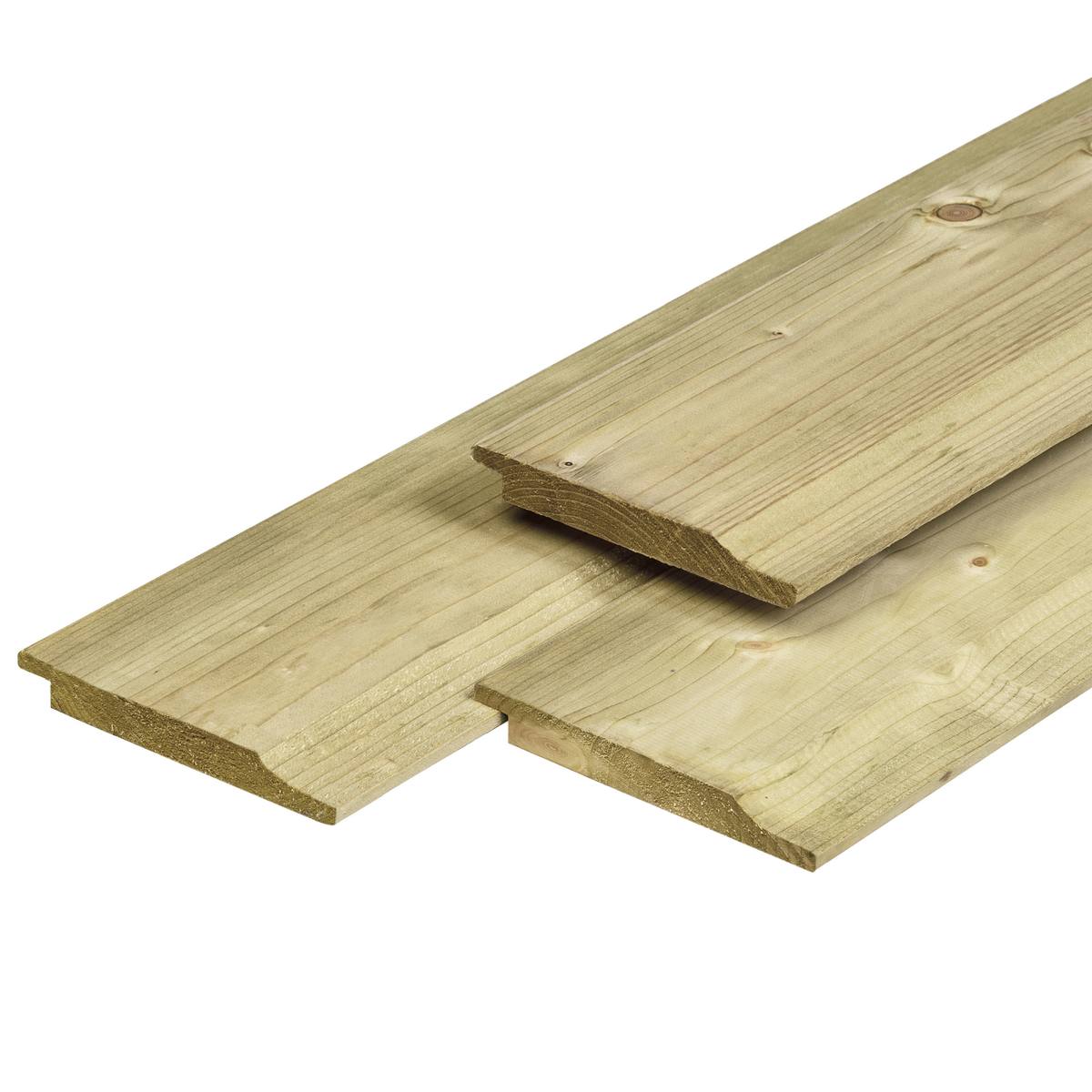 NE vuren halfhouts rabat 1,9 x 14,5 x 240 cm, gedroogd, groen geïmpregneerd, geschaafd