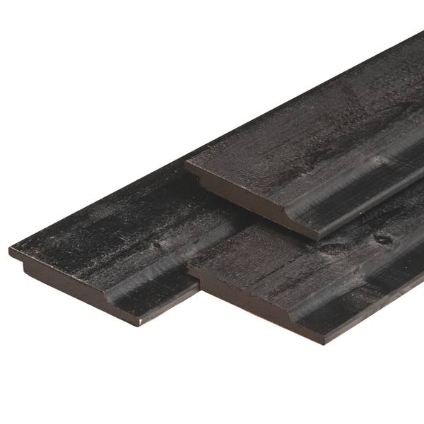 NE vuren halfhouts rabat 1,9 x 14,5 x 300 cm, gedroogd, zwart gespoten, geschaafd