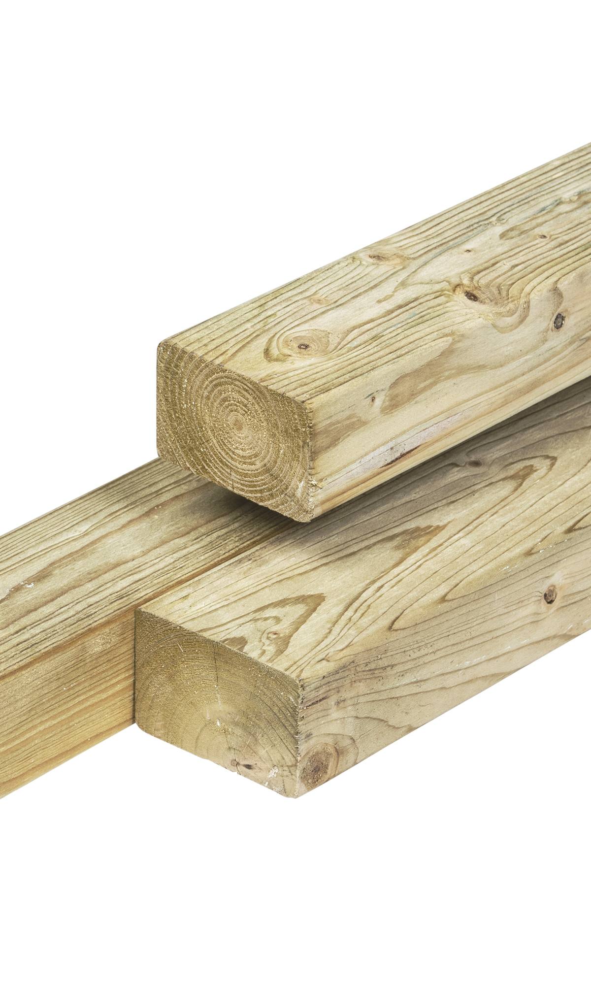 NE vuren regel 4,5 x 7,0 x 240 cm, vers, groen geïmpregneerd, geschaafd, 4 ronde hoeken