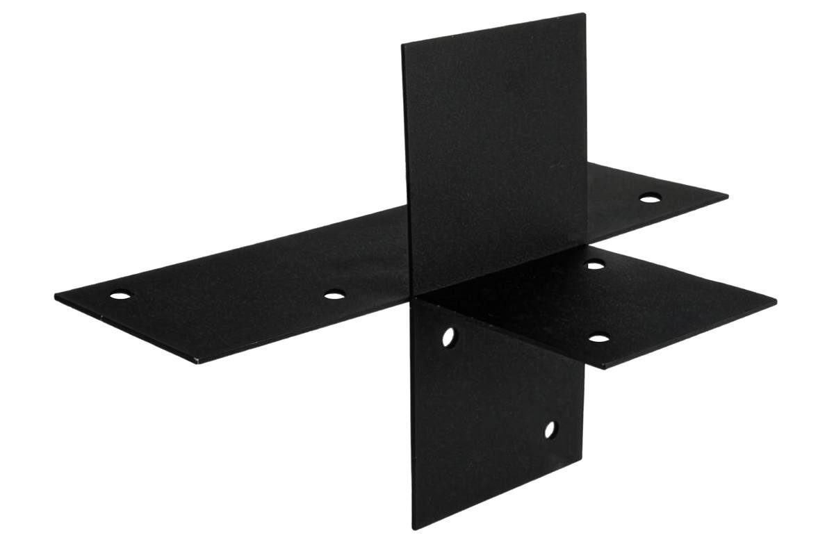 Pergola hoekverbinding met verlenging voor 9 x 9 cm balken met bevestigingsmateriaal, zwart gepoedercoat, incl. bevestigingsset
