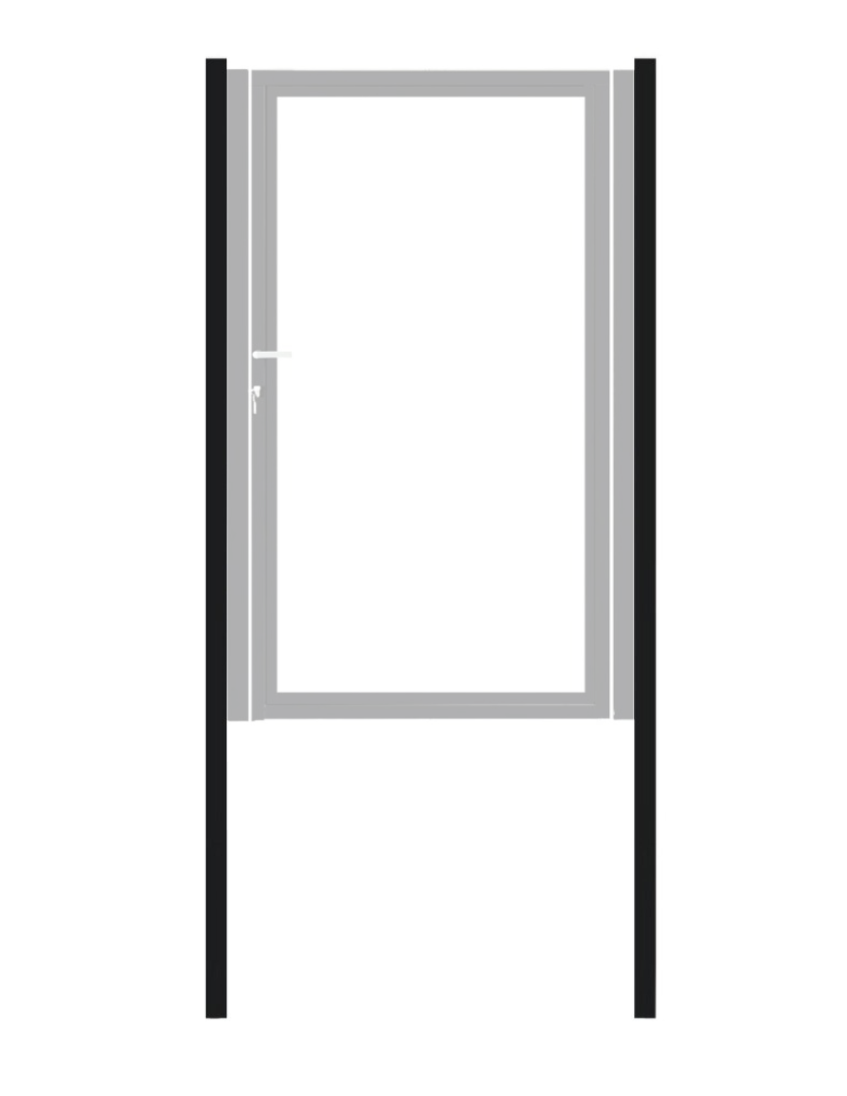 Poortpalen staal (set 2 stuks), zwart gepoedercoat, fijnstructuur