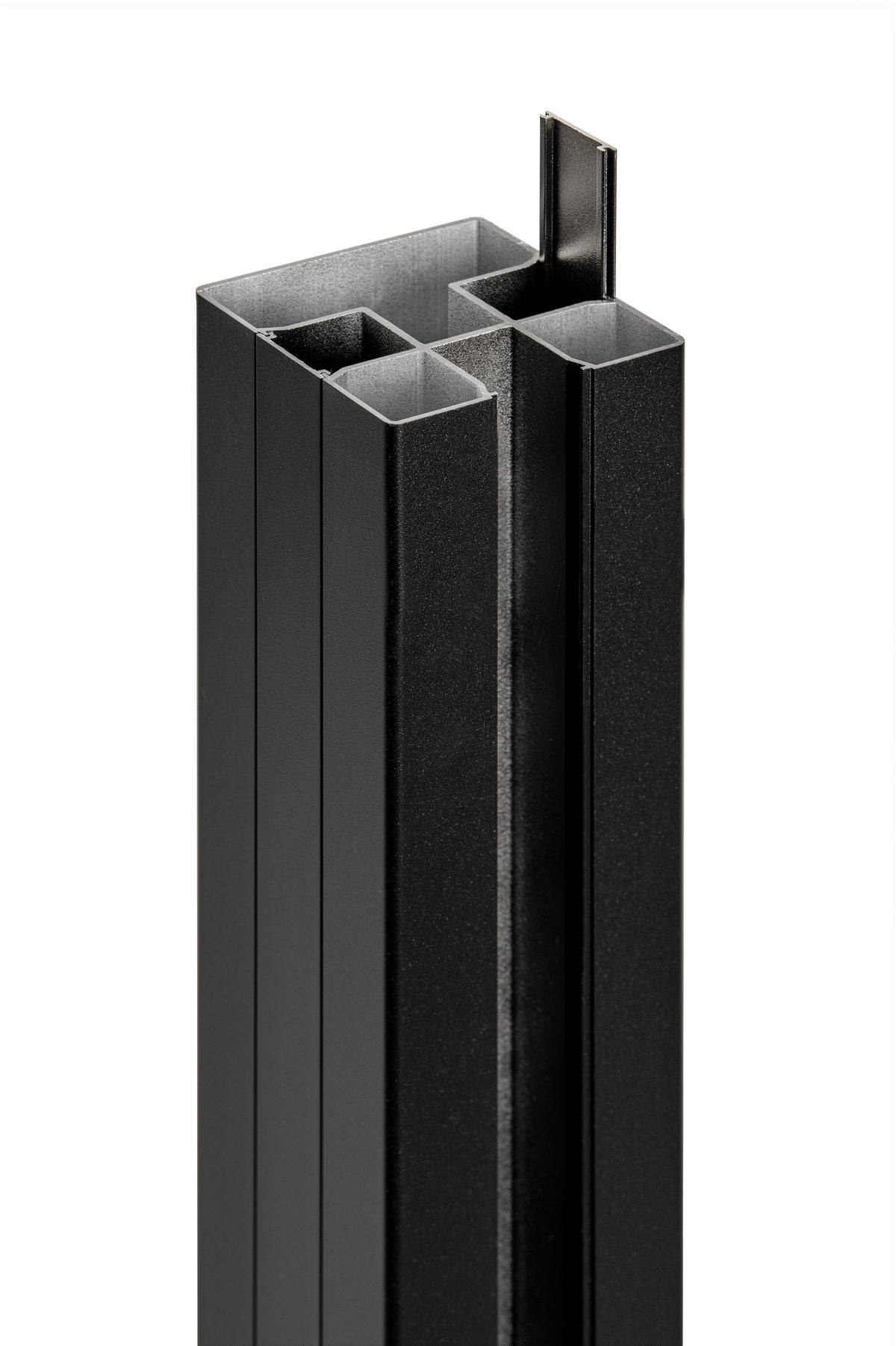 PuraFence aluminium paal incl. paalkap en paalhouder 7,5 x 7,5 x 192 cm, zwart