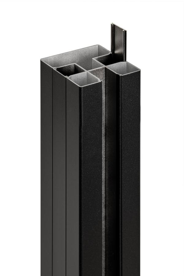 PuraFence aluminium paal incl. paalkap en paalhouder 7,5 x 7,5 x 192 cm, zwart