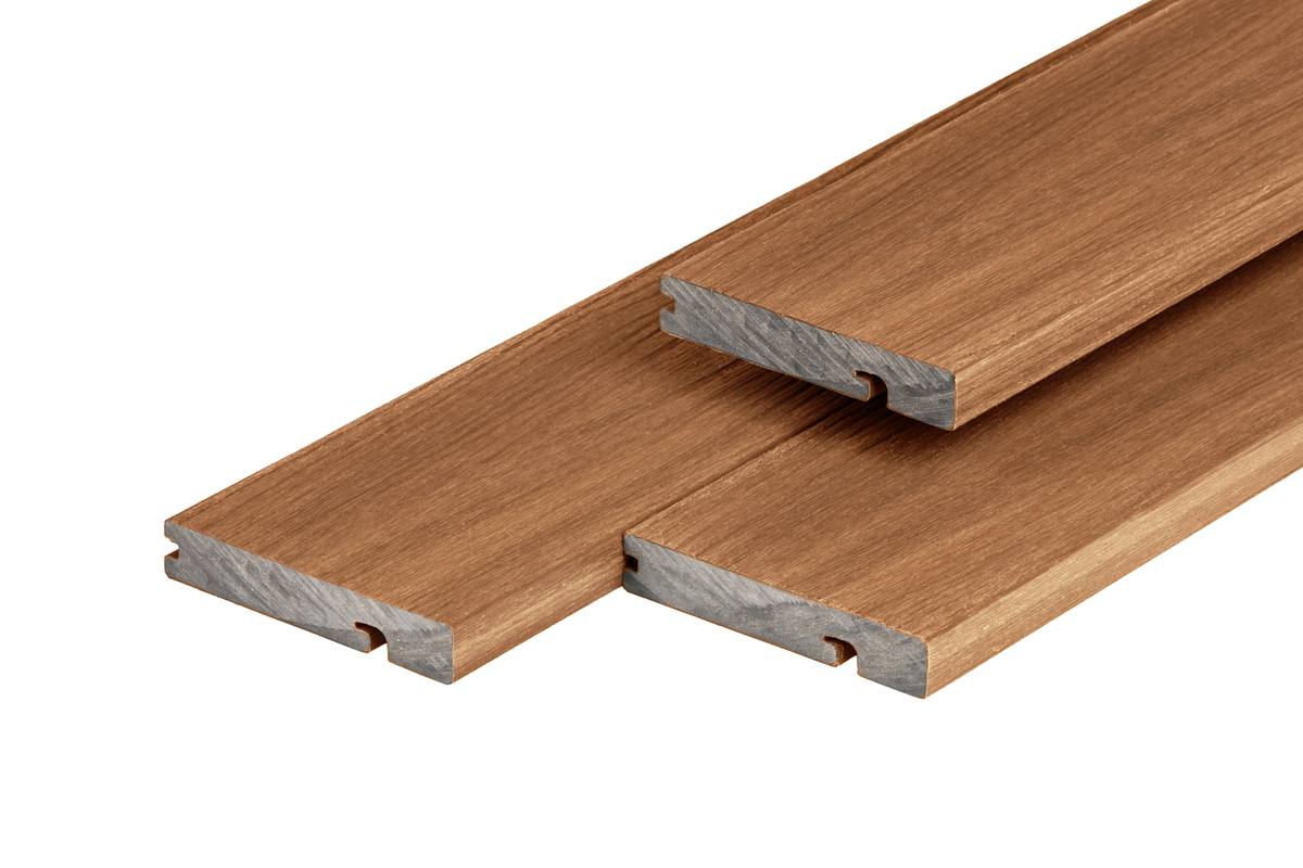 PuraShield composiet eindplank  2,3 x 13,8 x 300 cm, teak, fijne houtnerf, clip systeem