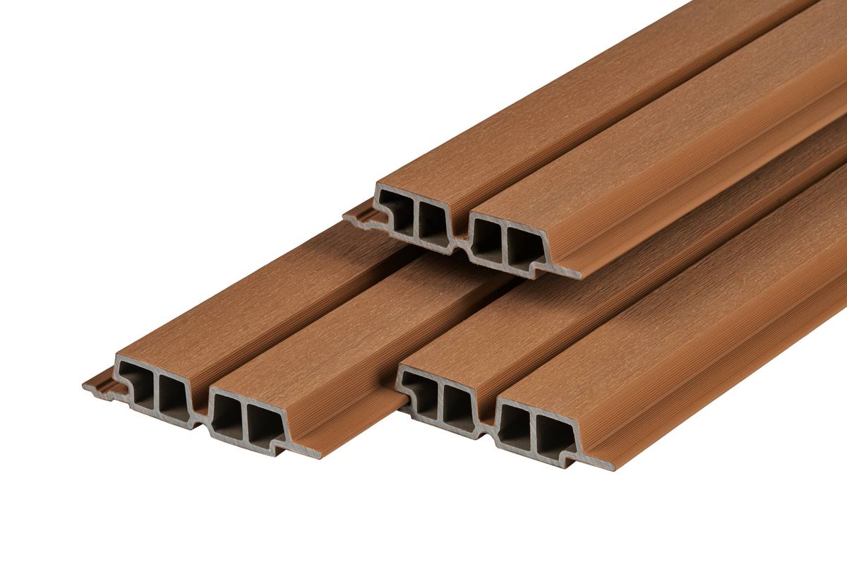 PuraTech 55 composiet dubbel profiel 3,3 x 17,0 x 290 cm, teak, fijne houtnerf