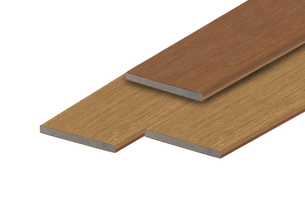 PuraTerra composiet eindplank 1,2 x 15,0 x 300 cm, teak, tweekleurig