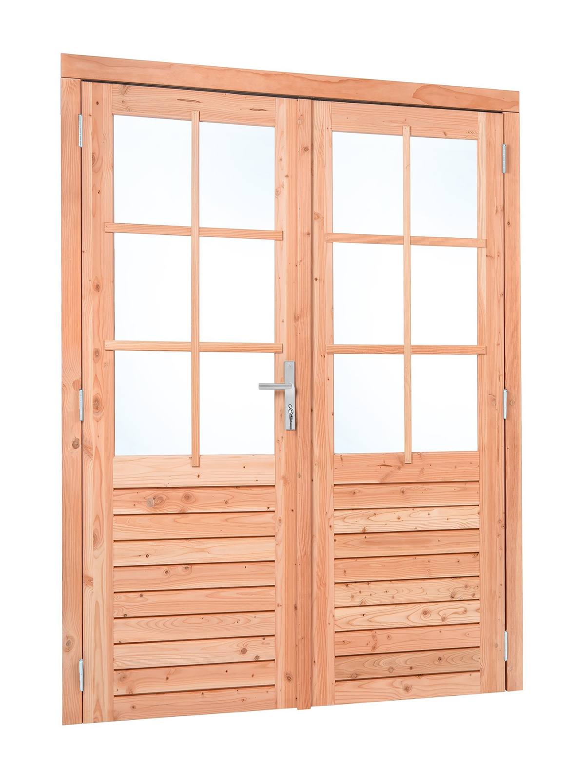 Red Class Wood dubbele glas deur, 6-ruits Dubbele glasdeur B1850 x H2050 mm buitenmaat (rvs beslagset)
