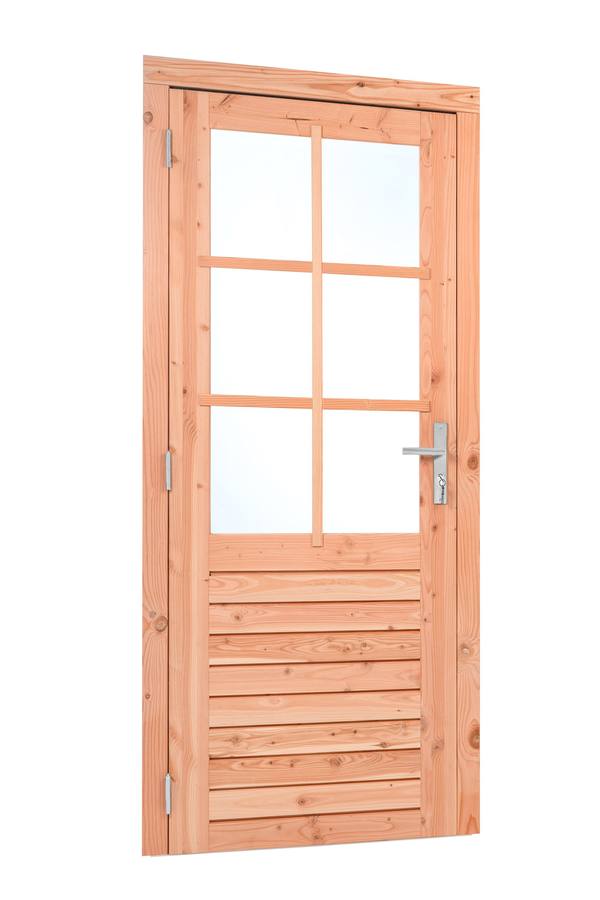 Red Class Wood enkele glas deur, 6-ruits LD Enkele glasdeur B1000 x H2050 mm buitenmaat (rvs beslagset)