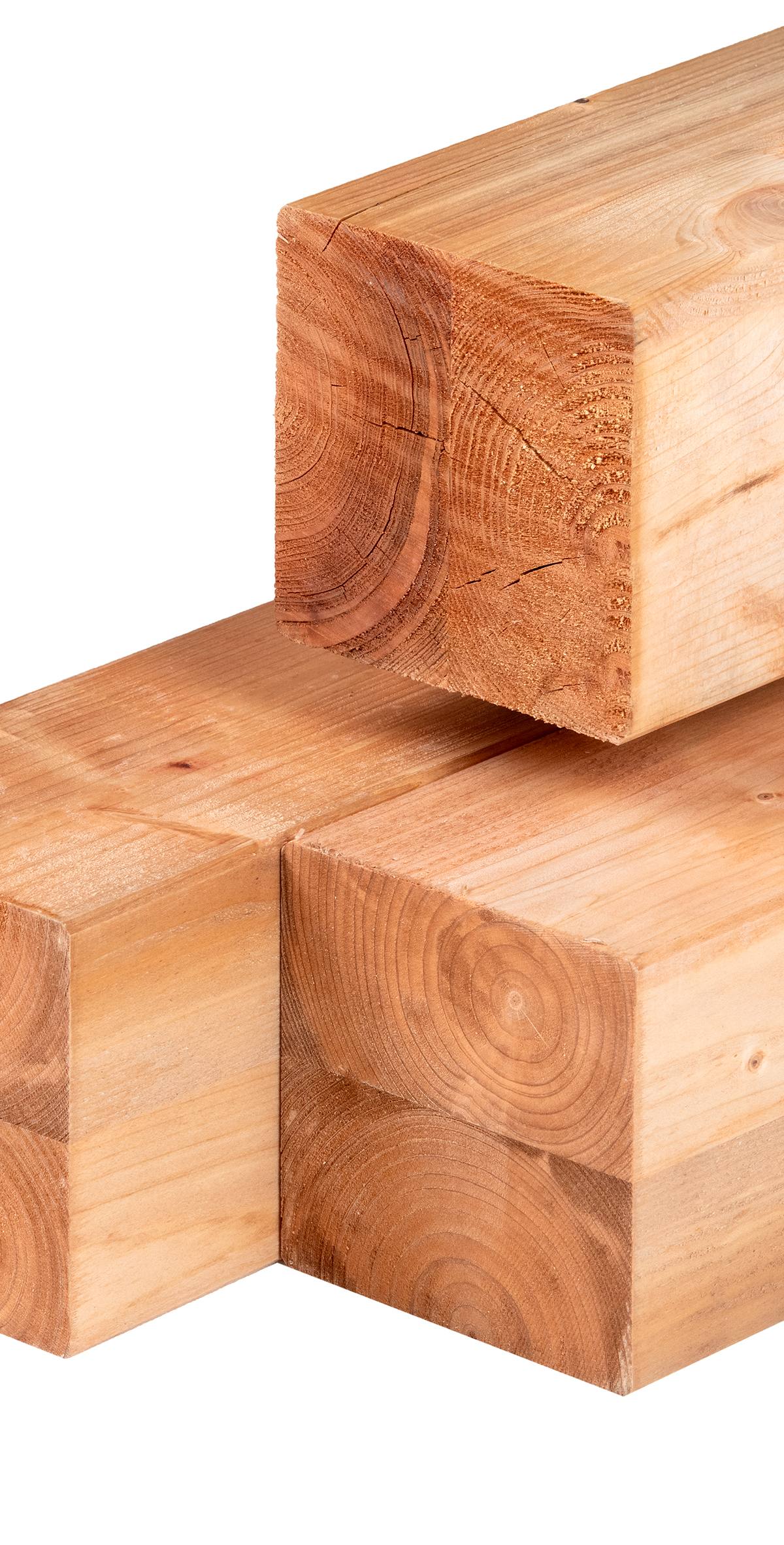 Red Class Wood ME vuren paal 12,0 x 12,0 x 250 cm, gedroogd, geïmpregneerd, geschaafd, 4 ronde hoeken, gelamineerd