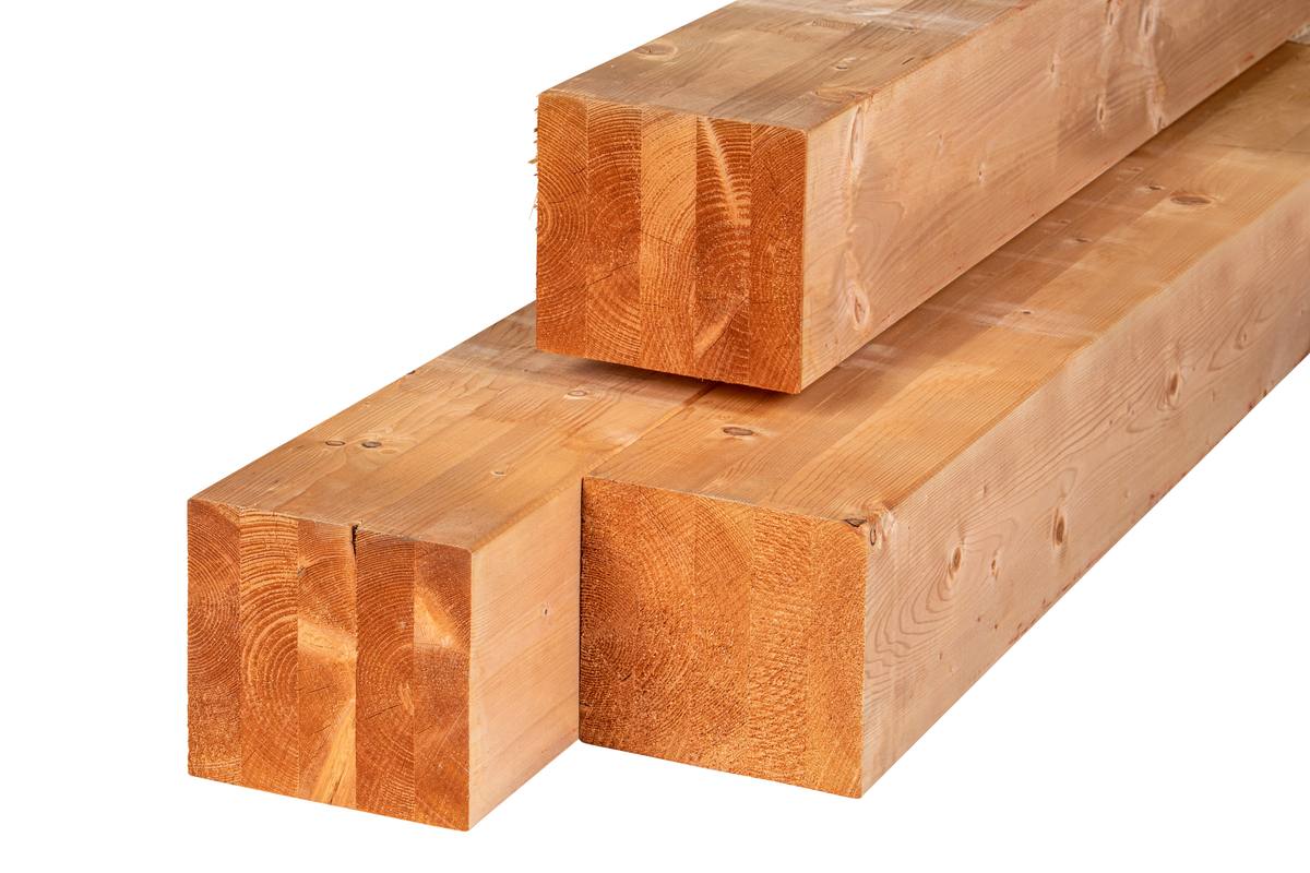Red Class Wood ME vuren paal 20,0 x 20,0 x 300 cm, gedroogd, geïmpregneerd, geschaafd, 4 ronde hoeken, gelamineerd
