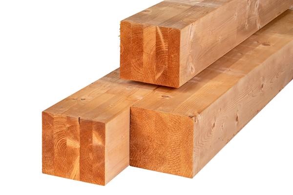 Red Class Wood ME vuren paal 20,0 x 20,0 x 300 cm, gedroogd, geïmpregneerd, geschaafd, 4 ronde hoeken, gelamineerd