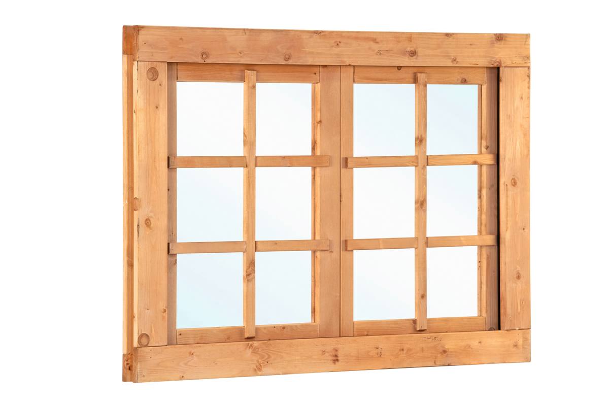 Red Class Wood uitzetraam, 6-ruits, dubbel Uitzetraam B1252 x H900 mm buitenmaat (rvs beslagset)