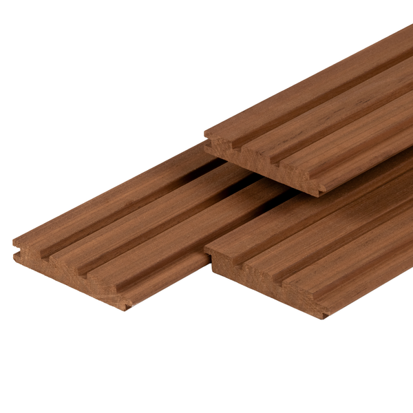 Thermoline ayous hardhout triple profiel 2,1 x 14,5 x 425 cm thermisch gemodificeerd, geschaafd