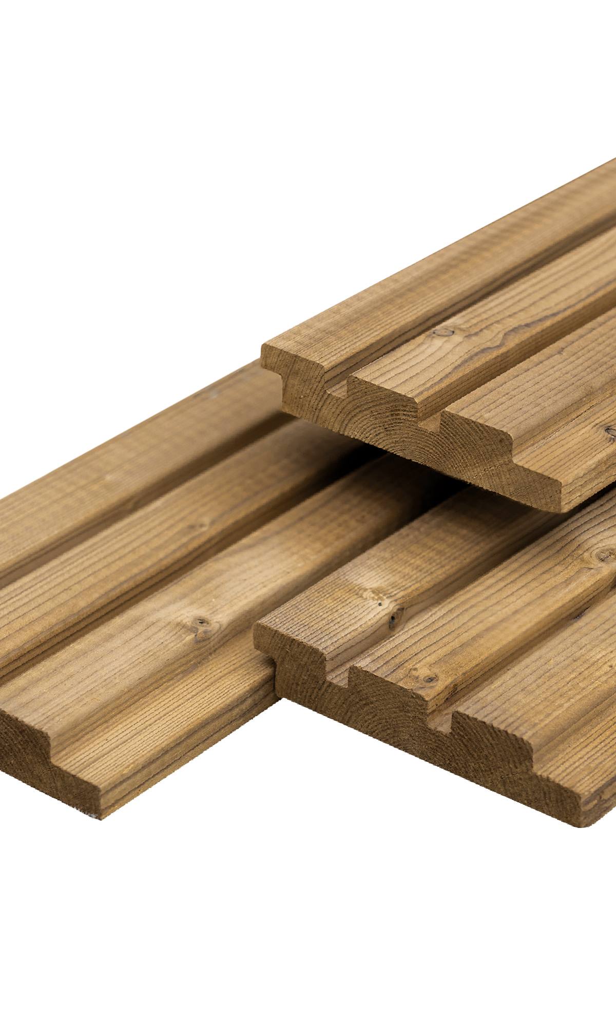 Thermoline NE vuren triple profiel 2,6 x 14,0 x 270 cm, gedroogd, thermisch gemodificeerd, geschaafd